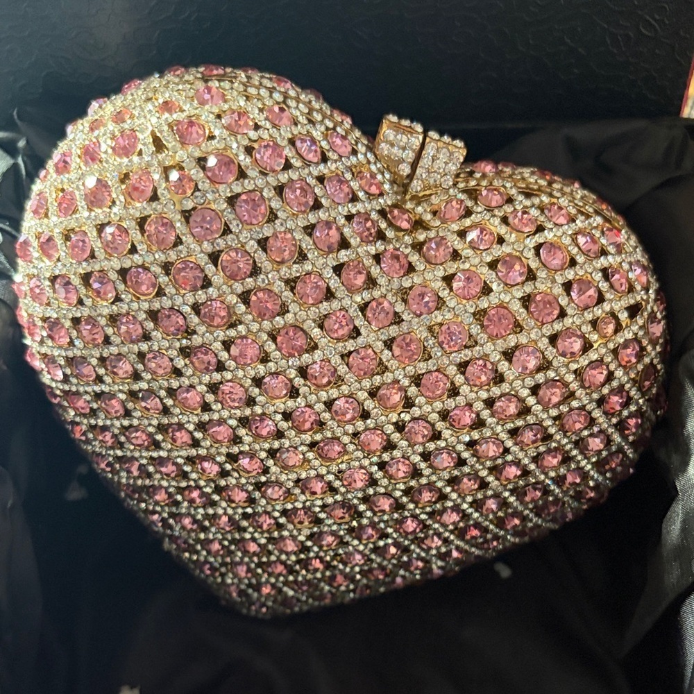 Hand Placed Crystal and Pink Jewel Handbag Clutch | NWOT | OS - Picture 2 of 8